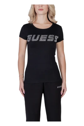 Svart Tryckt Rund Hals T-shirt Kvinnor
