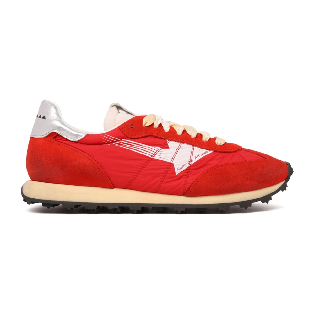 RUN OF Low-top Sneakers van suède en nylon Heren Schoenen Rood