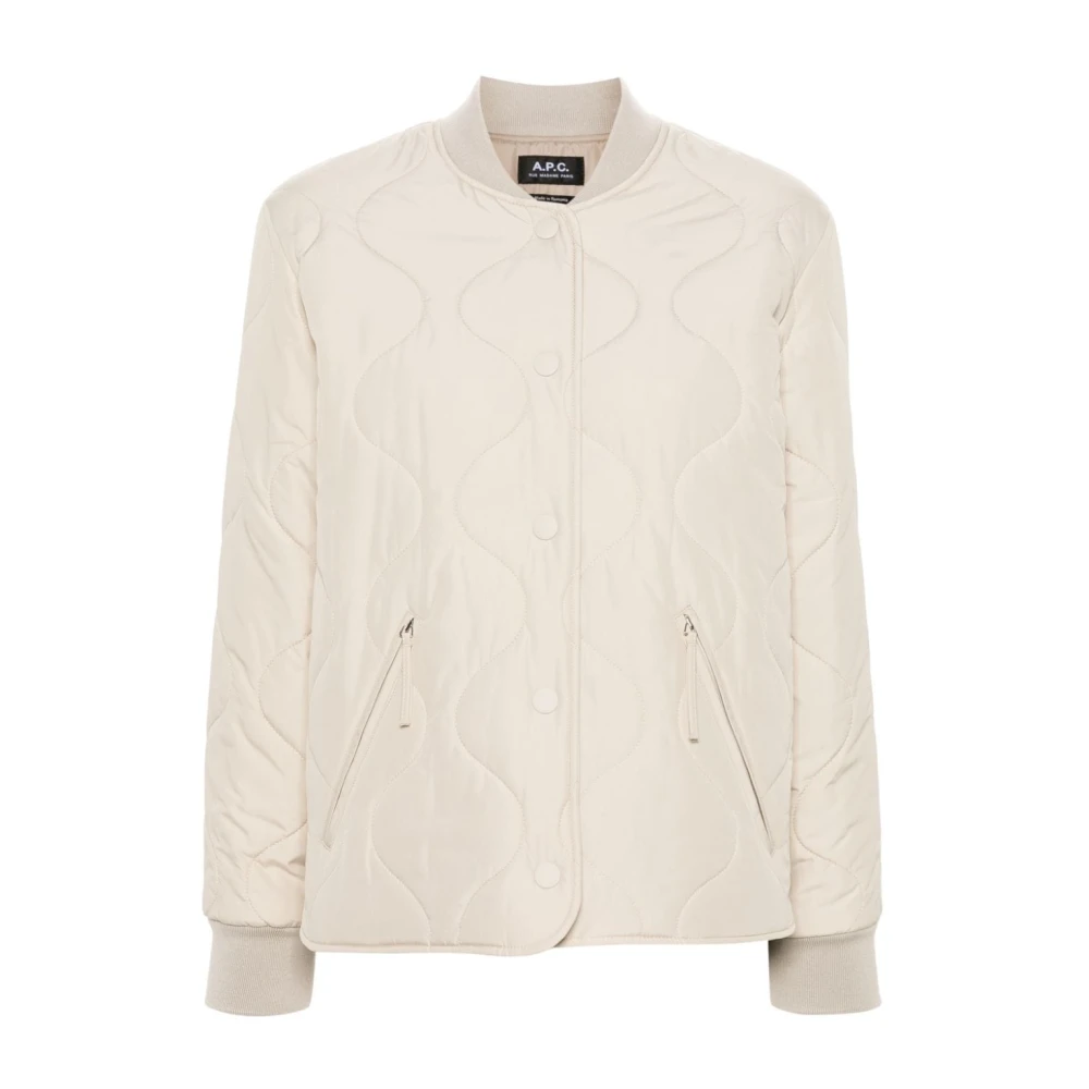 A.p.c. Witte Gewatteerde Jas Geribbelde Kraag White Dames