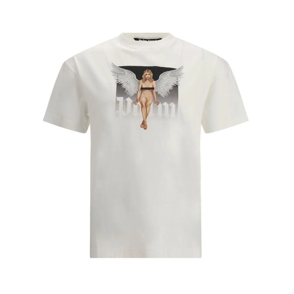 Palm Angels Kristal Pin Up Monogram T-Shirt White Heren