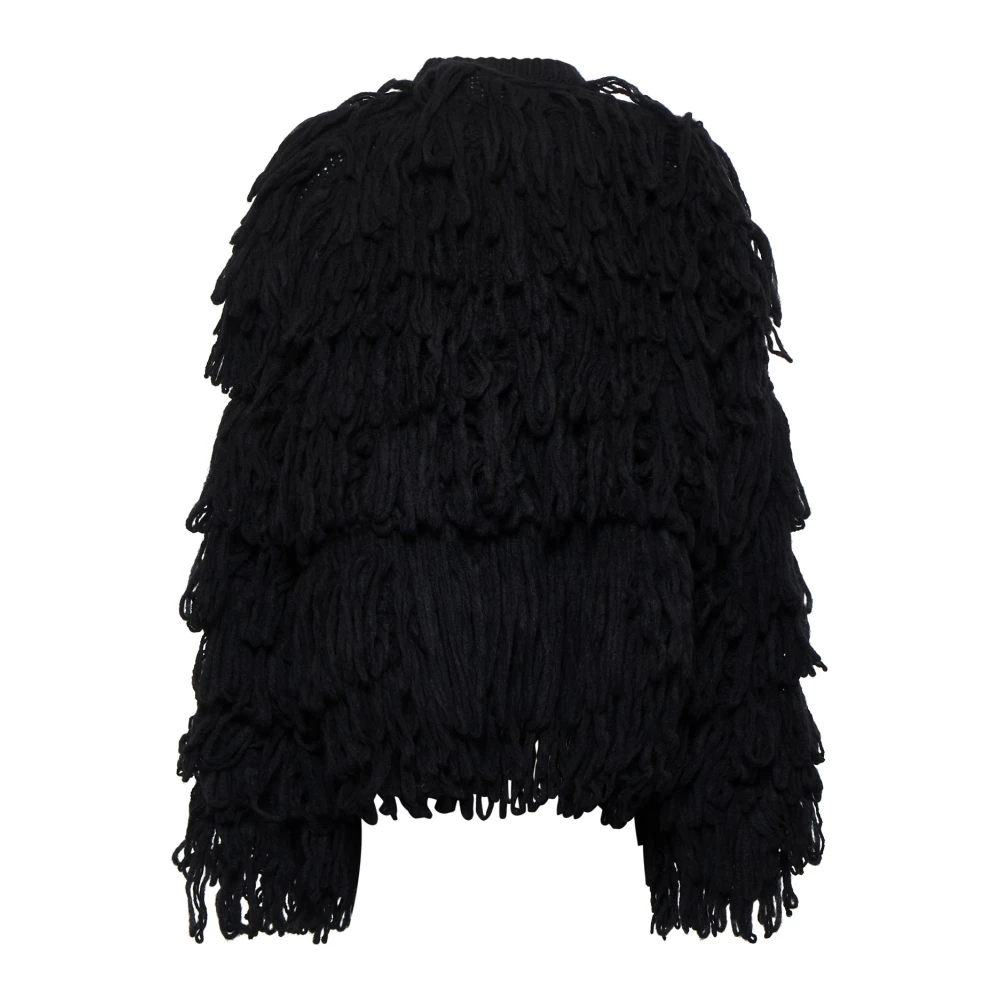Roberto Collina Zwarte trui met bontdetail Black Dames