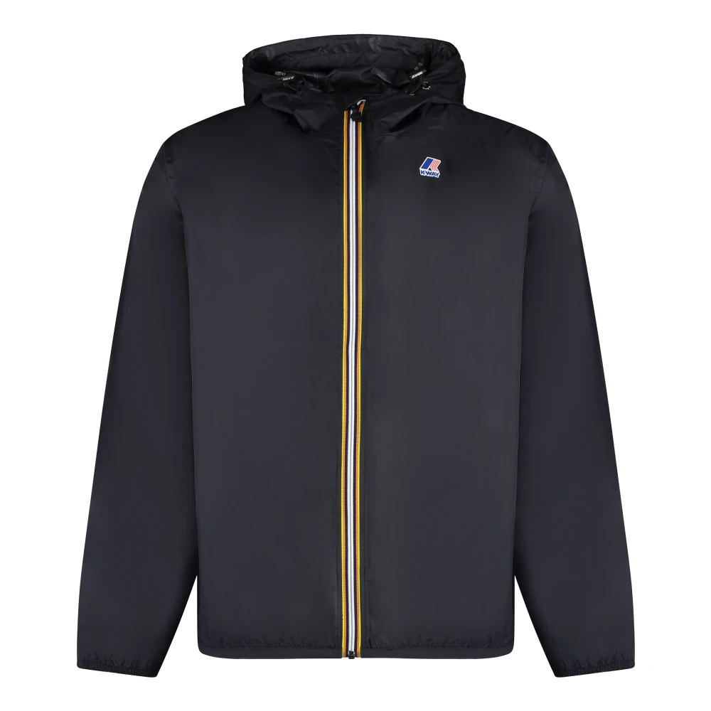 K-Way Men's Black Zip-Throughs, 3XL, Claude Hooded Nylon Jacket