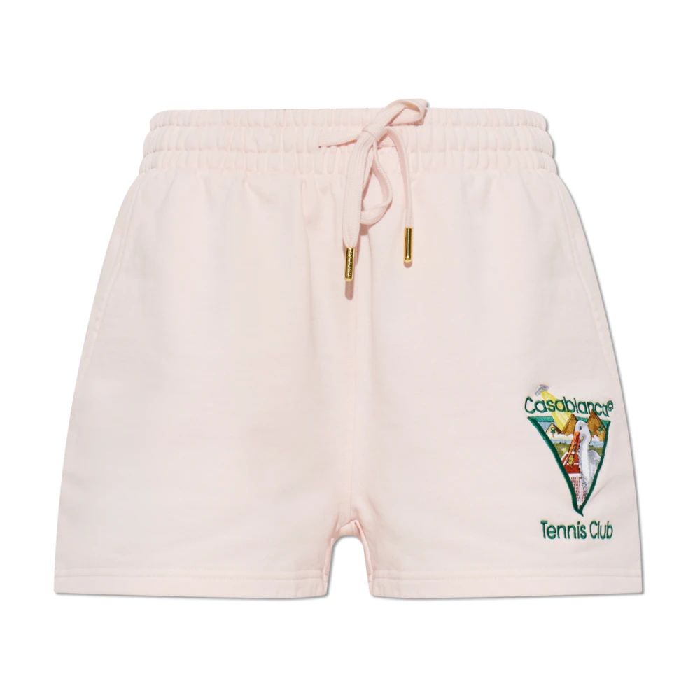 Casablanca Shorts With Embroidered Logo - Female - Short Shorts - Pink - S - Shorts
