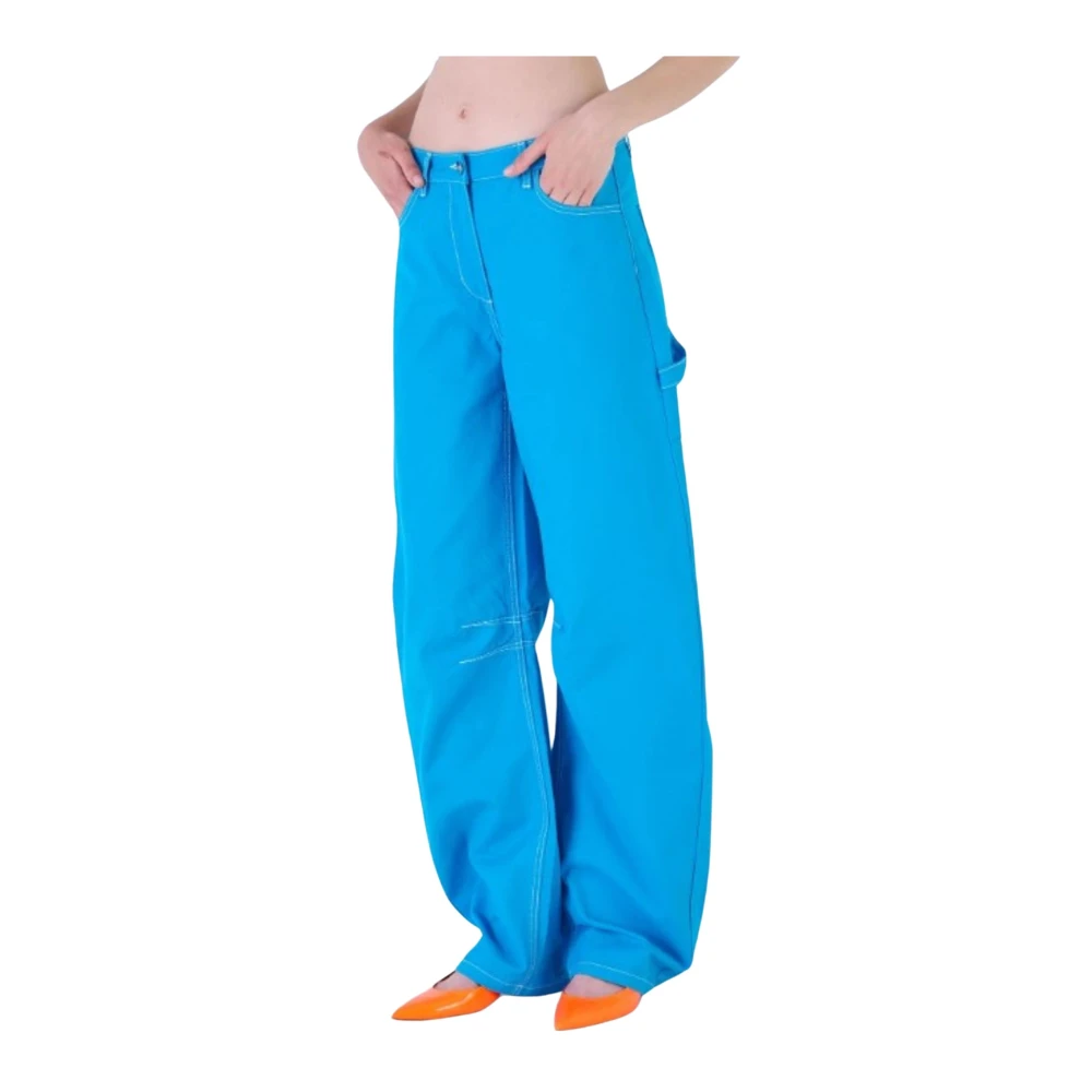 Silvian Heach Blue Wide Trousers, Female, Xs, Wide Trousers