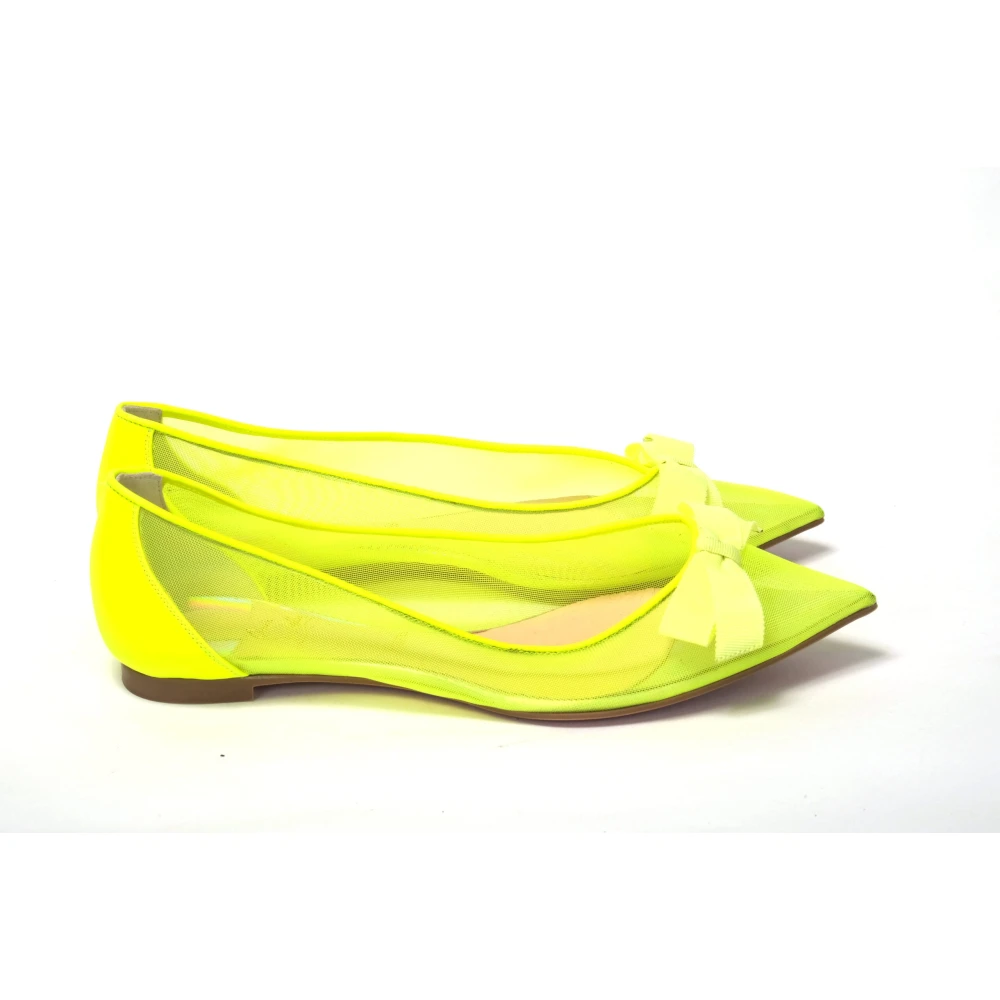 Christian Louboutin Fluro Gele Platte Puntige Schoen Yellow Dames