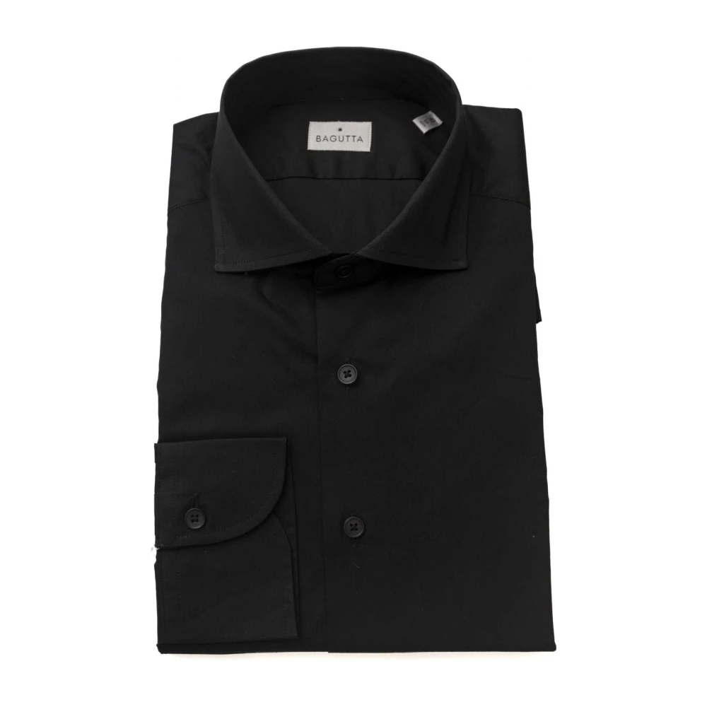 Bagutta Tijdloos Slim Fit Frans Kraag Overhemd Black Heren