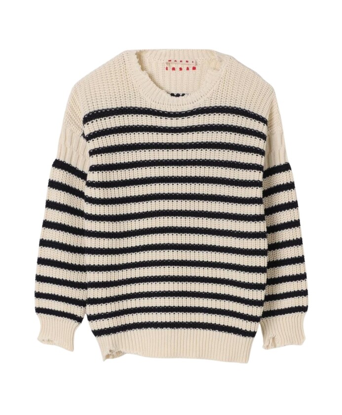 pull-en-tricot-raye-bords-effiloches