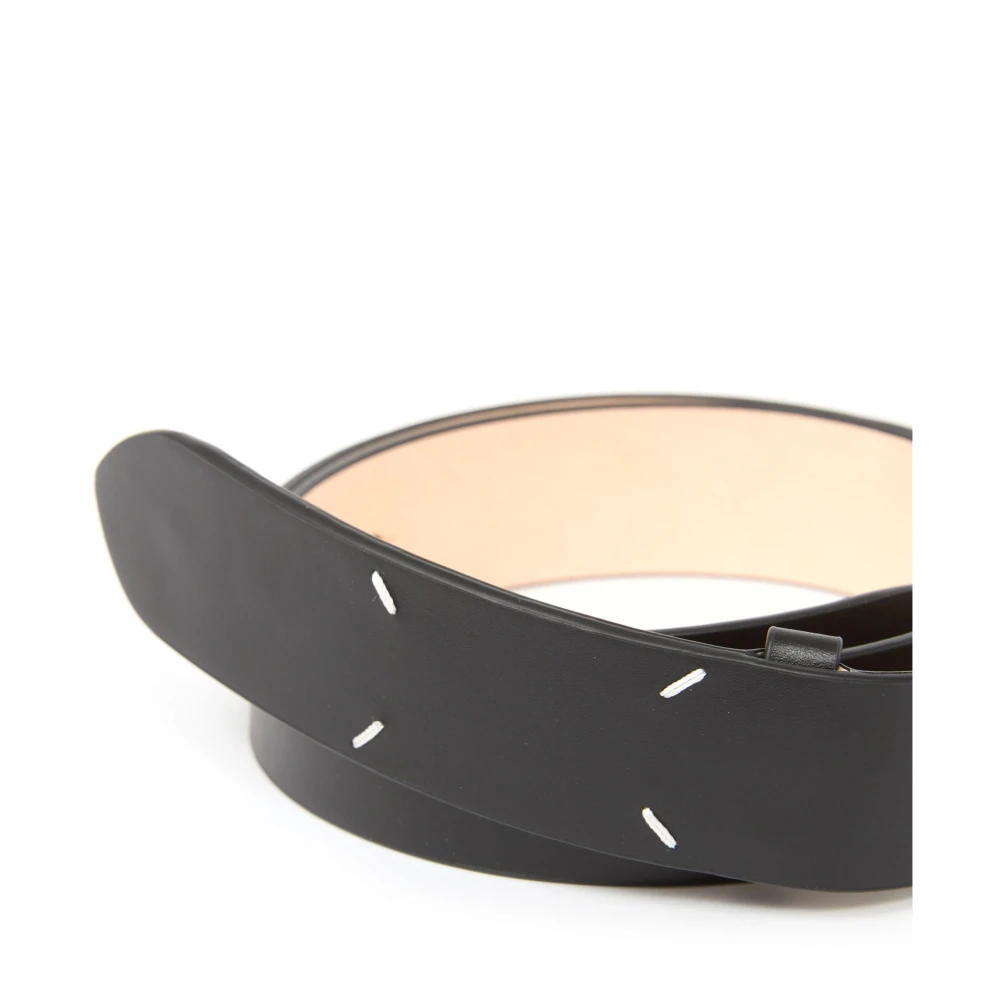 Maison Margiela Zwarte leren riem met gesp Black Dames