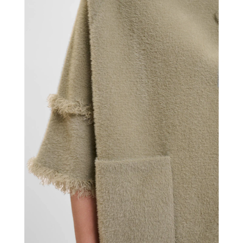 Rino&Pelle Sweatshirt met Cape en Franjes Beige Dames