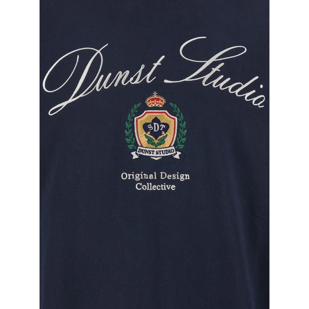 Dunst Blauwe Crewneck Sweatshirt met Borduursel in Katoen Blue Heren