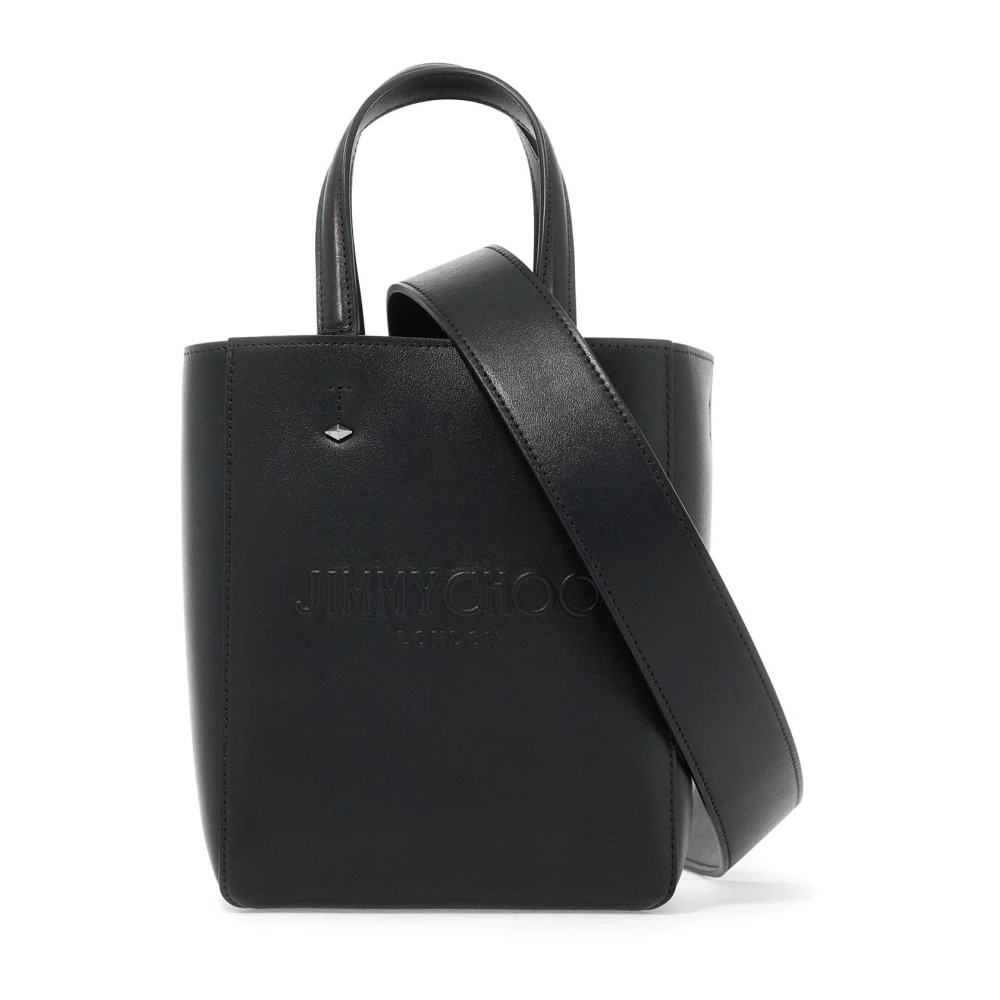 Jimmy Choo Geëtst Logo Leren Tote Tas Black Dames