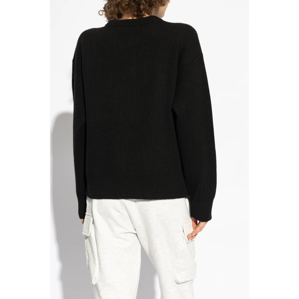 Versace Trui met logo afgewerkt met glinsterende kristallen Black Dames