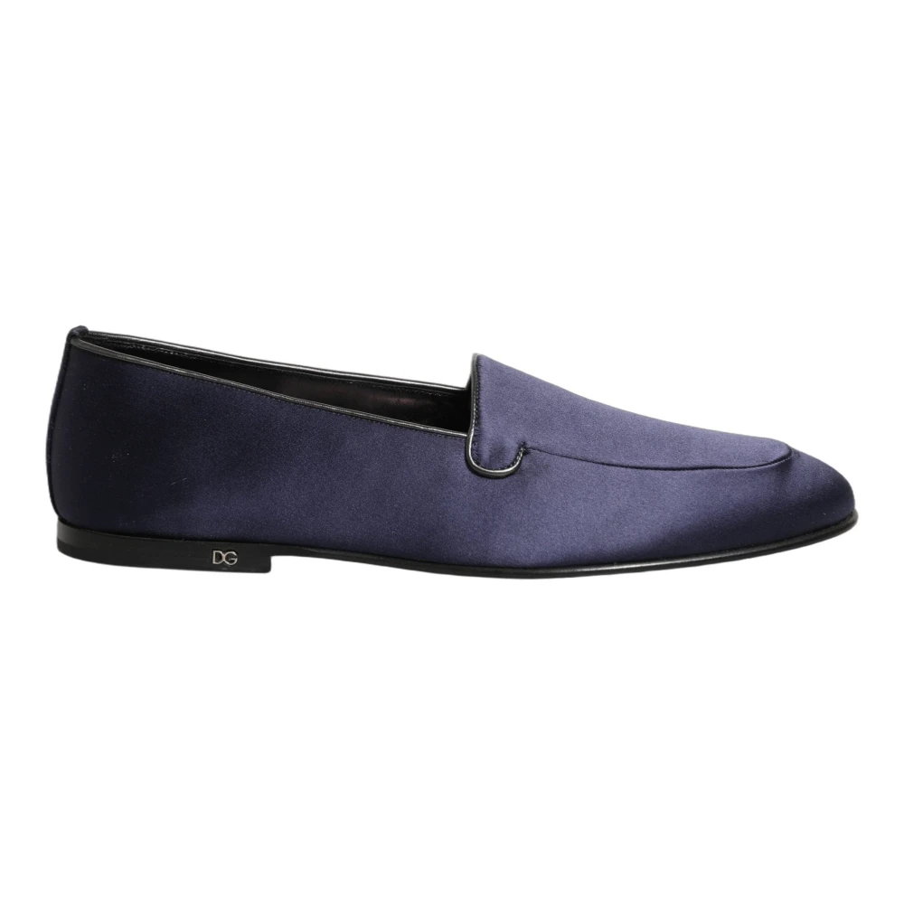 Dolce & Gabbana Herr Blå Skor 44 Eu, Läder, Logo Plaque Loafers