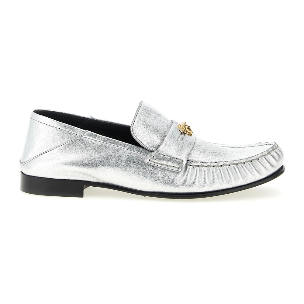 Versace Women's Gray Loafers, 4 Uk, La Medusa Loafers