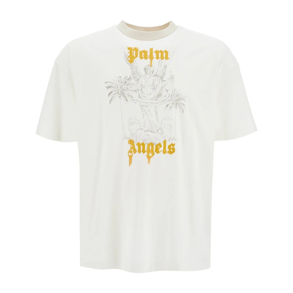 Palm Angels Oversized Potlood Print T-shirt White Heren