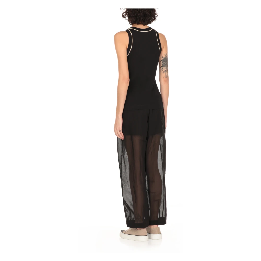BRUNELLO CUCINELLI Zwart Katoenen Top met Messing Details Black Dames