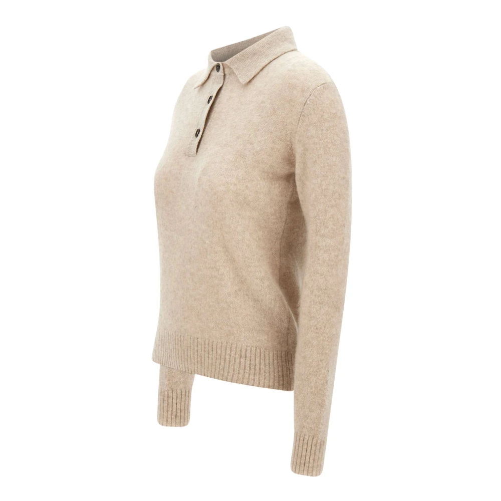 Filippo De Laurentiis Kasjmier Zijden Poloshirt Ivoor Beige Dames