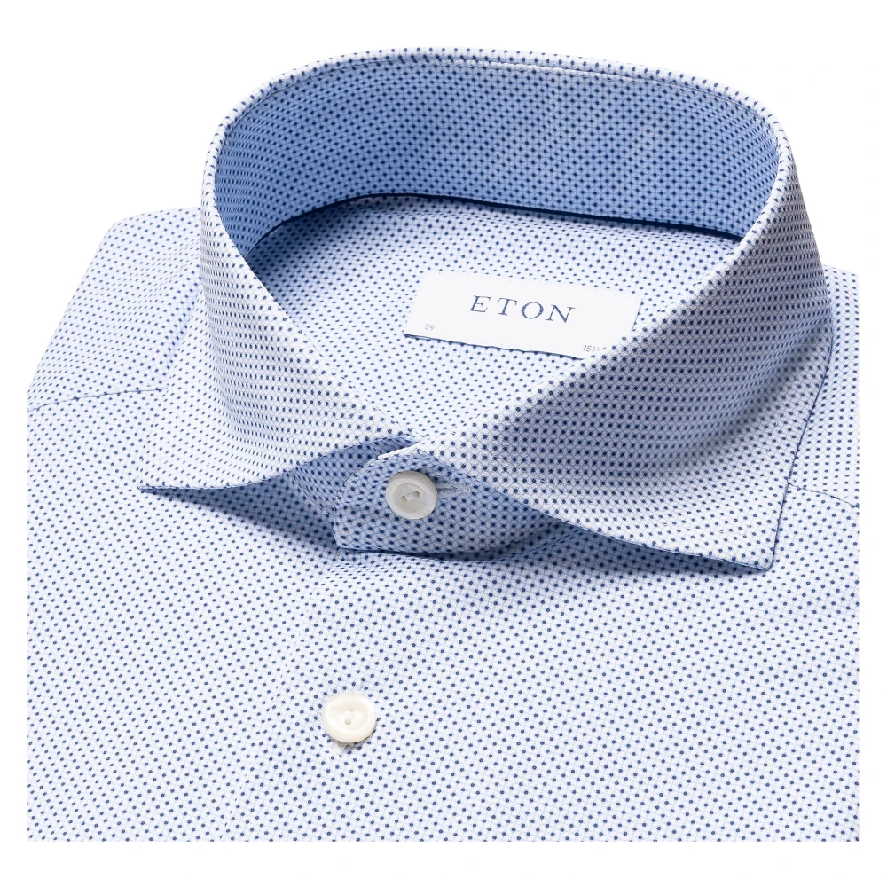Eton Stretch Slim Fit Microprint Overhemd Blue Heren