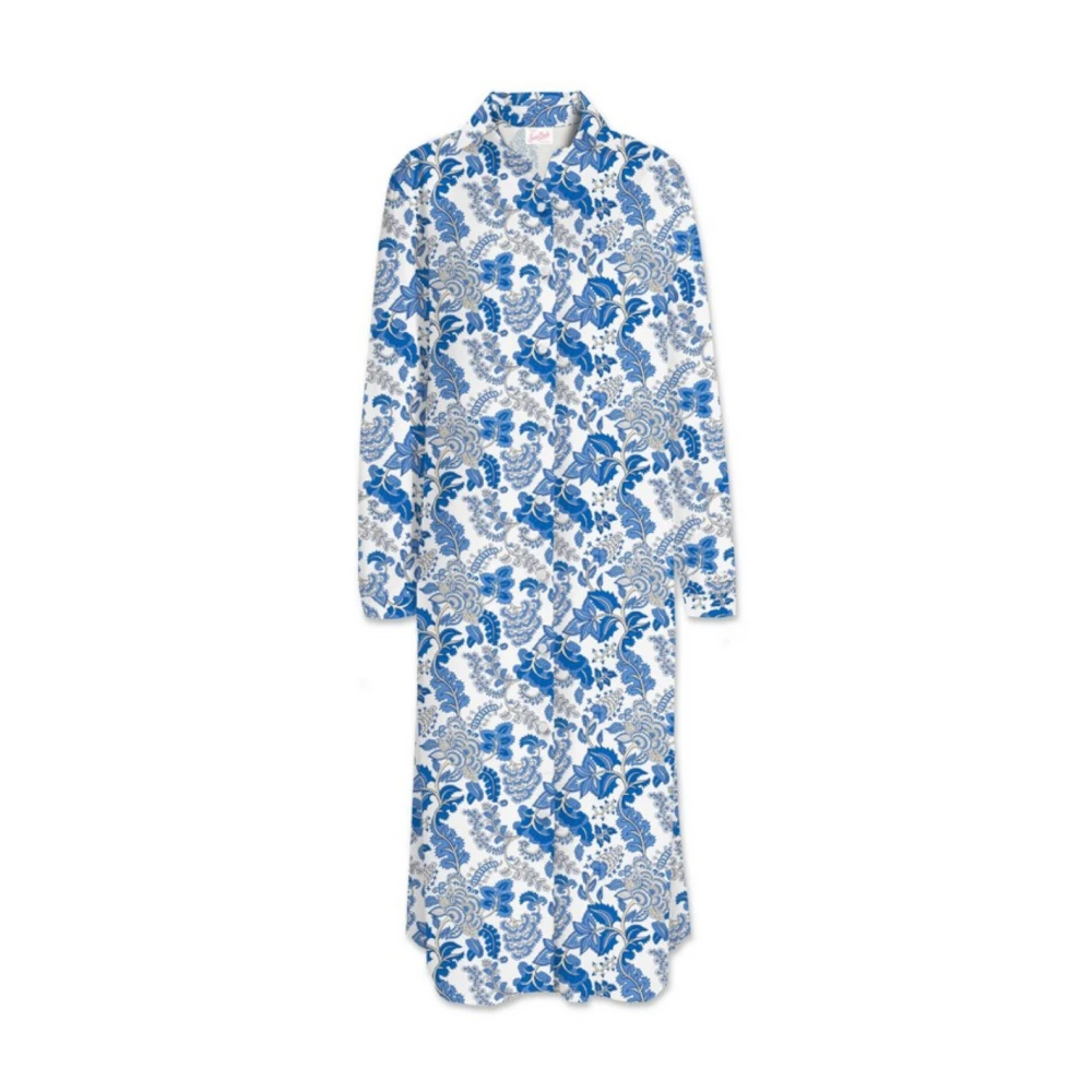 Mc2 Saint Barth Women's Blue Shirt Dresses, Xs/S, Maxi Shirt Dress With Pockets