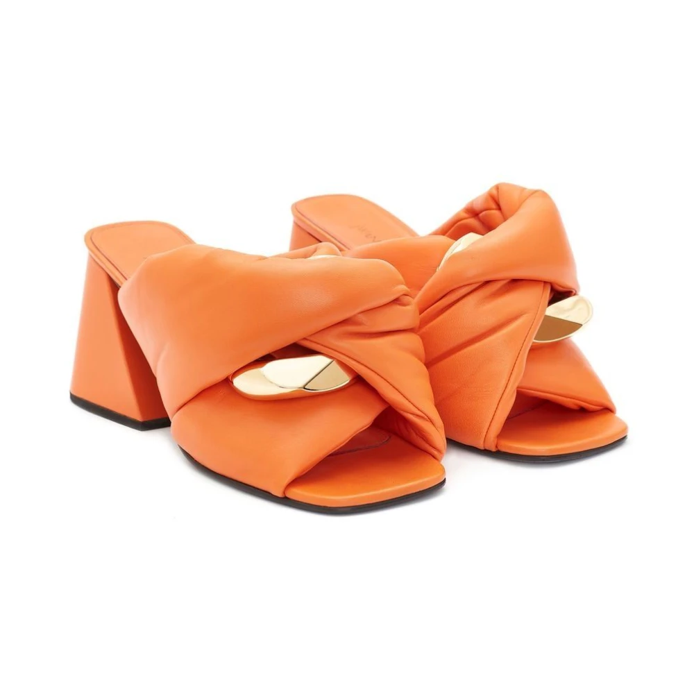 JW Anderson Chain Twist Leren Muiltjes Orange Dames