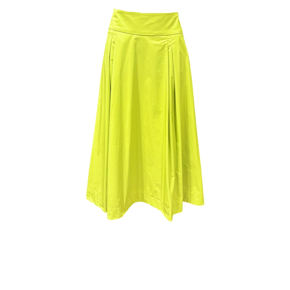 Essentiel Antwerp Geplooide Midi Rok A-Lijn Stijl Yellow Dames