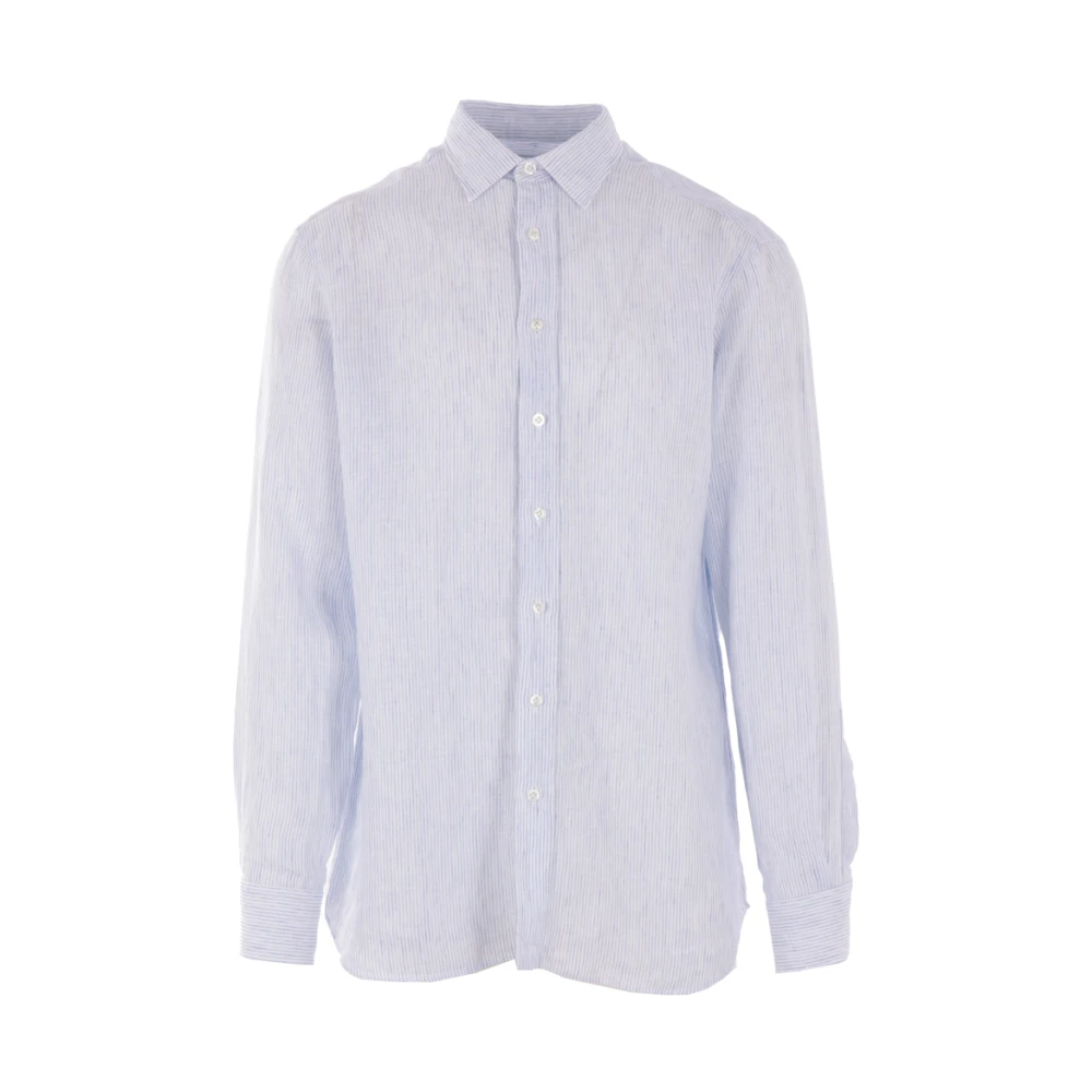 Lardini Gestreept linnen overhemd Blue Heren