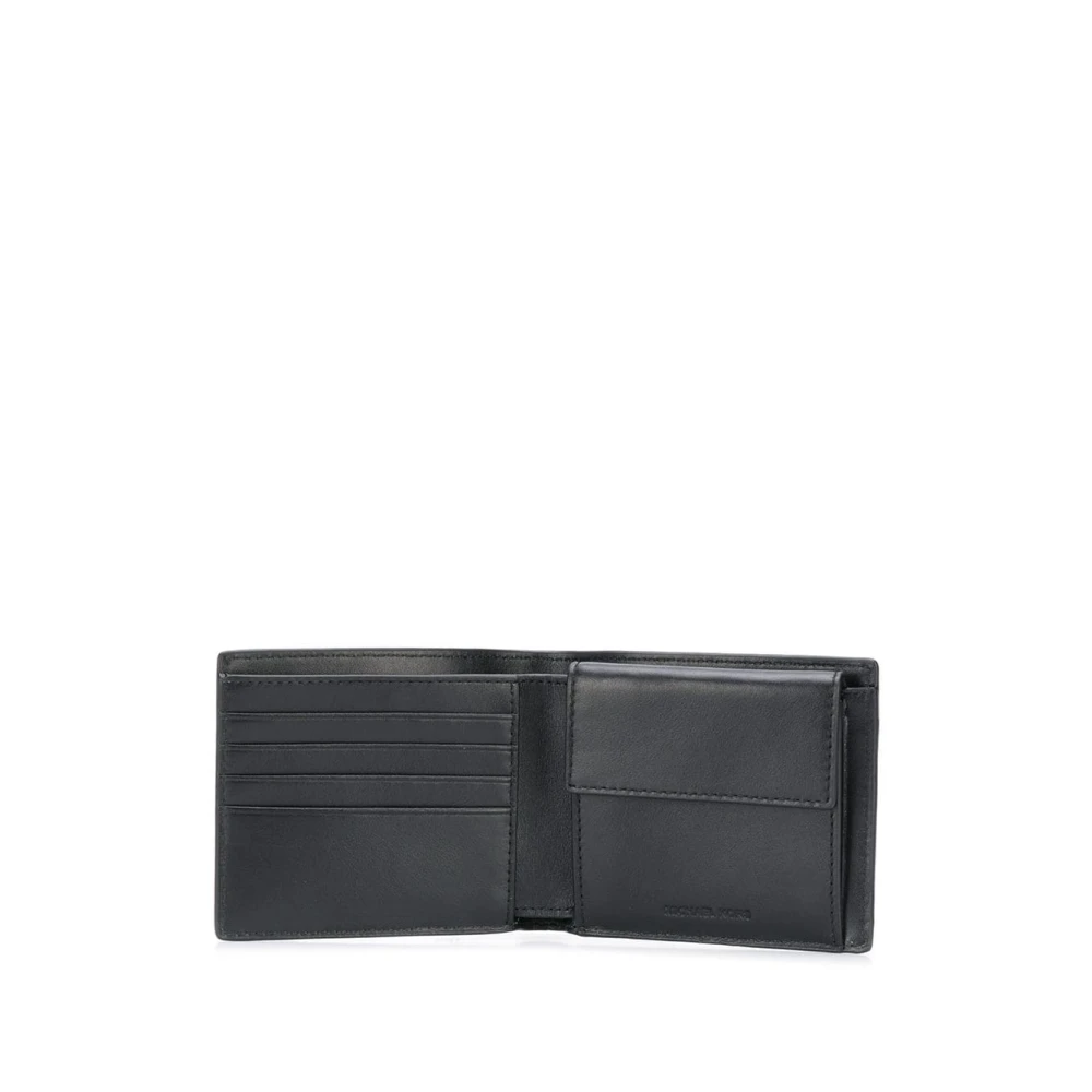 Michael Kors Zwarte leren portemonnee met geprägd logo Black Heren