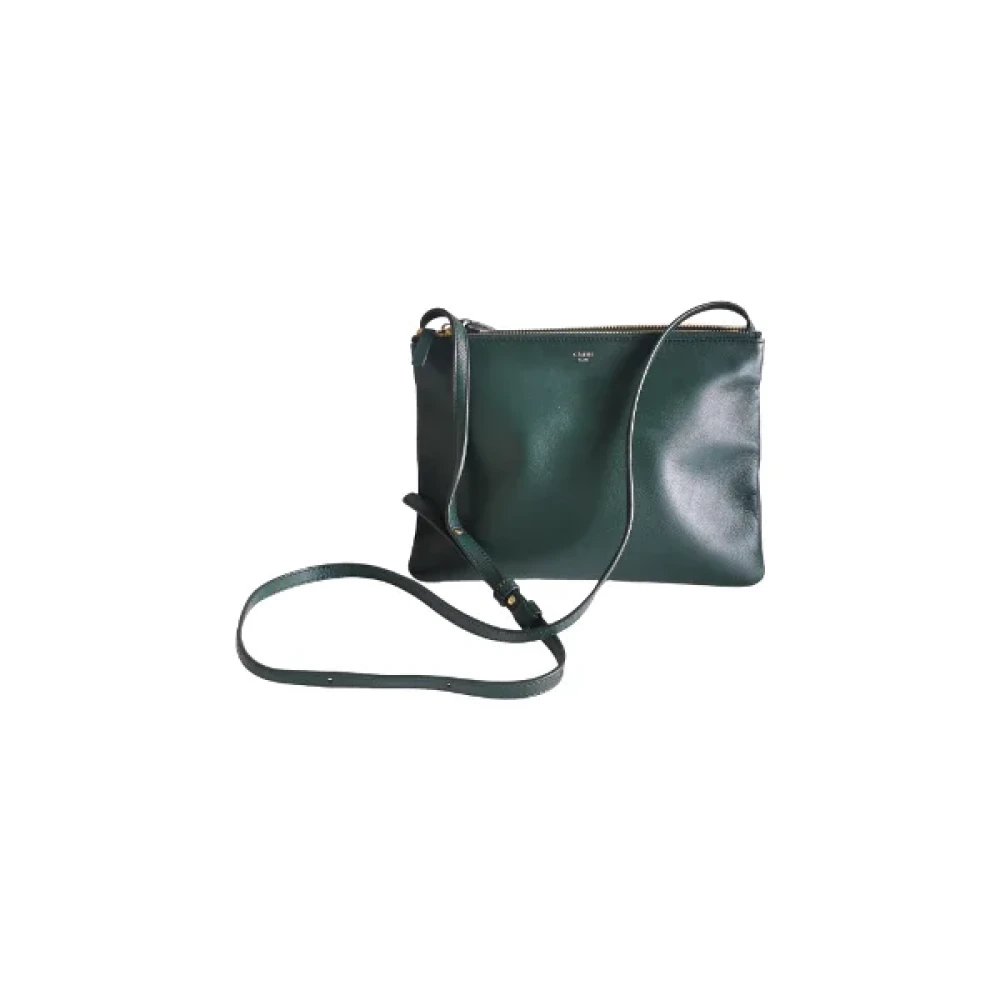 Celine Vintage Pre-owned Leather clutches Green Dames
