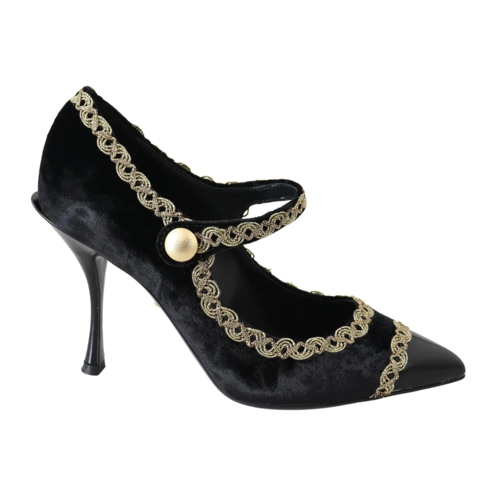 Dolce & Gabbana Women's Gold Embroidered Mary Jane Pumps