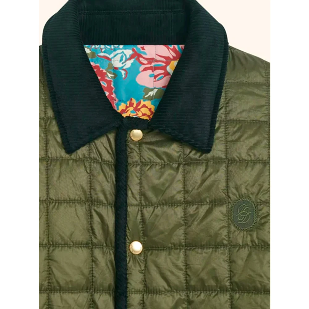 Drole de Monsieur Omkeerbare Groene Jas Pioenprint Green Heren