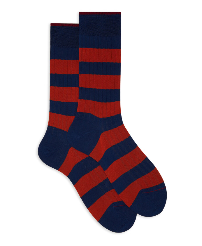 chaussettes-courtes-en-coton-bleu-pour-hommes-a-cotes-avec-rayures-bicolores