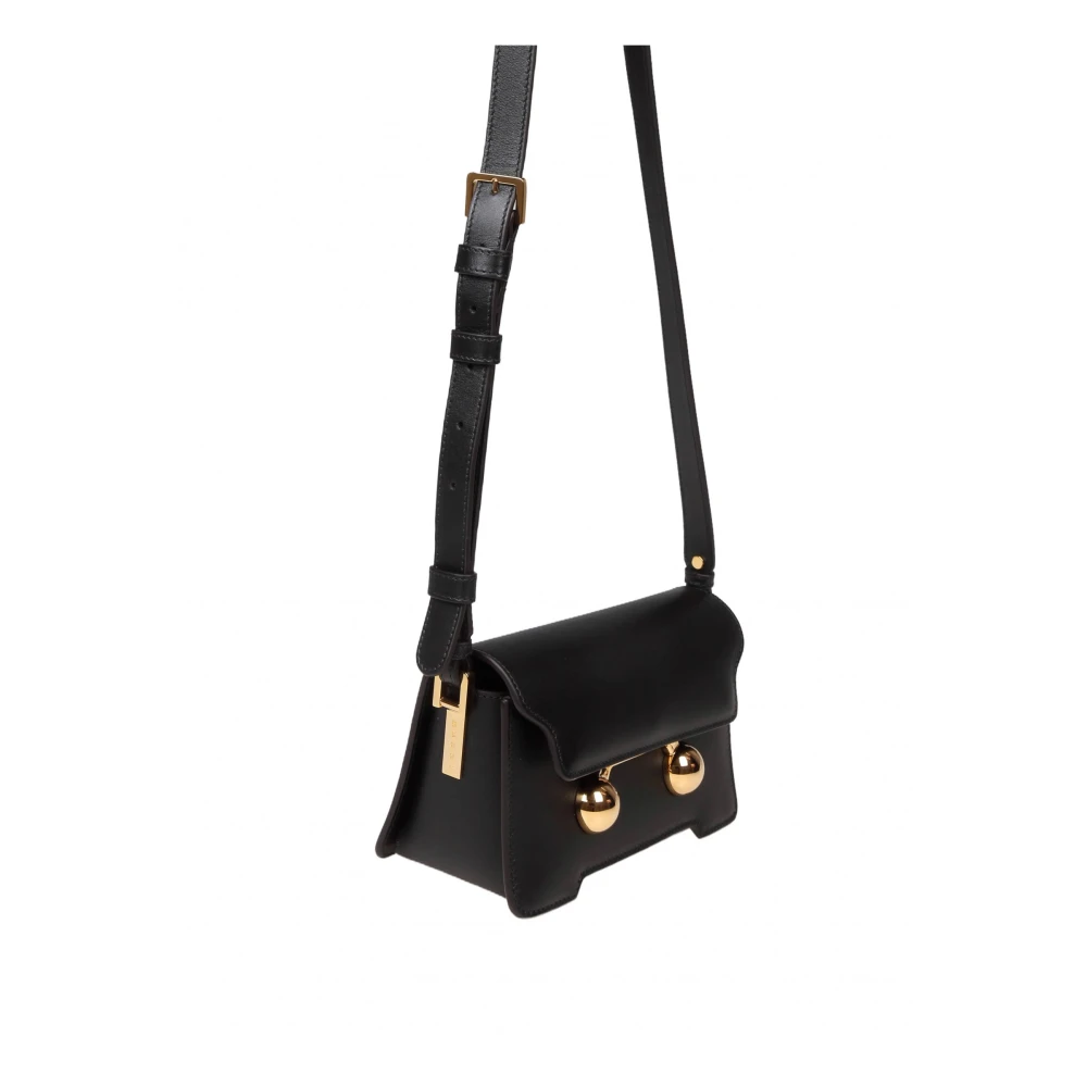 Marni Zwarte Leren Schoudertas Black Dames