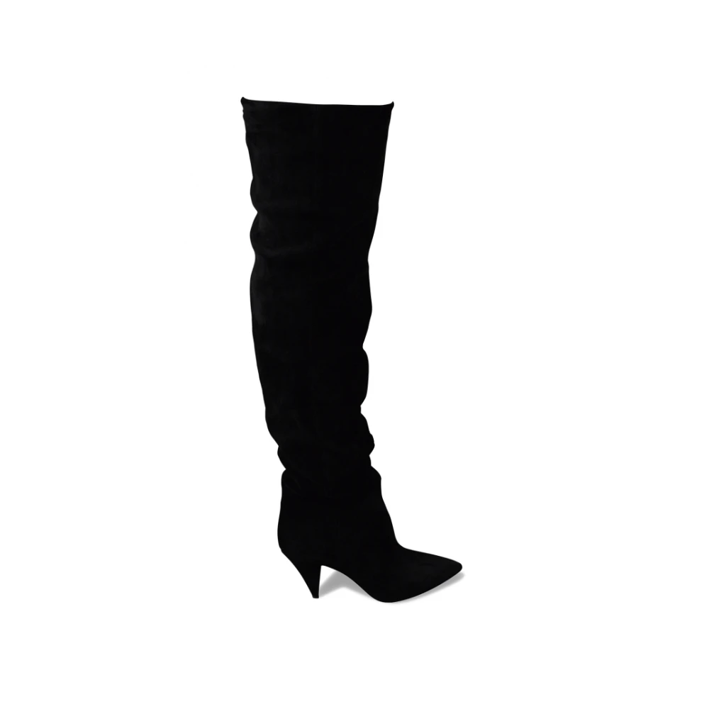 Saint Laurent Verhoog je stijl met zwarte suède over-de-knie laarzen Black Dames
