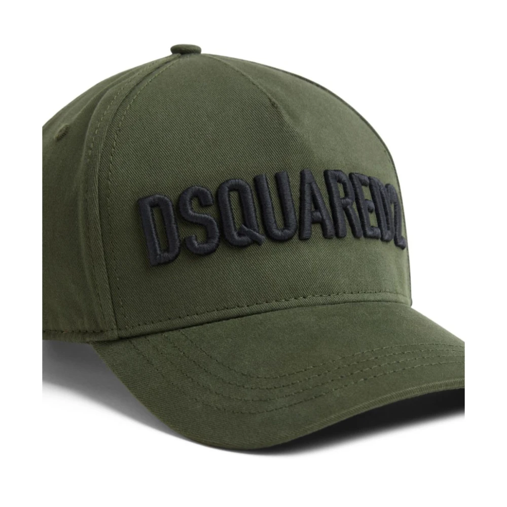 Dsquared2 Geborduurd Logo Groene Hoeden Gesp Sluiting Green Heren