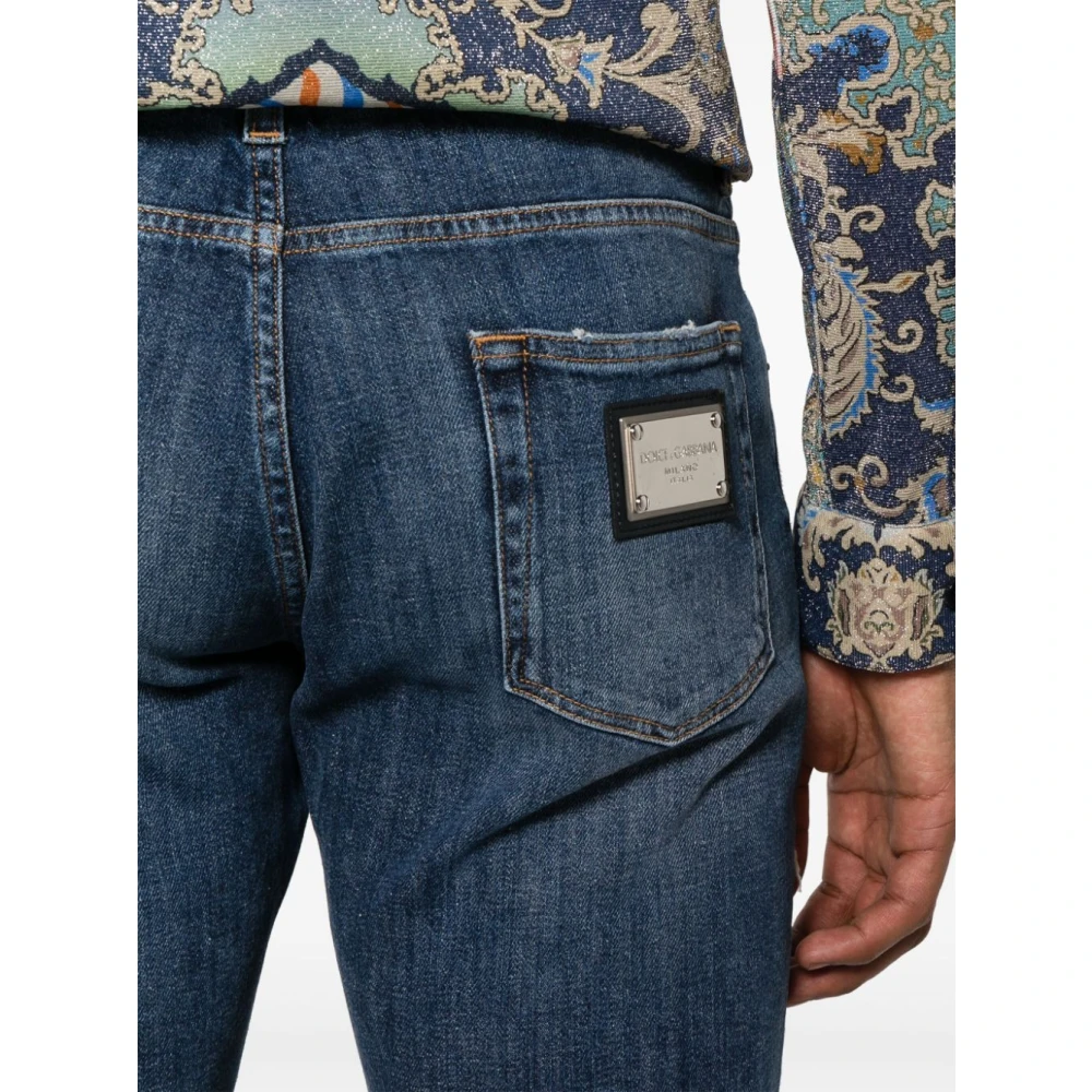 Dolce & Gabbana Lusso Denim Broek met Gescheurde Details Blue Heren