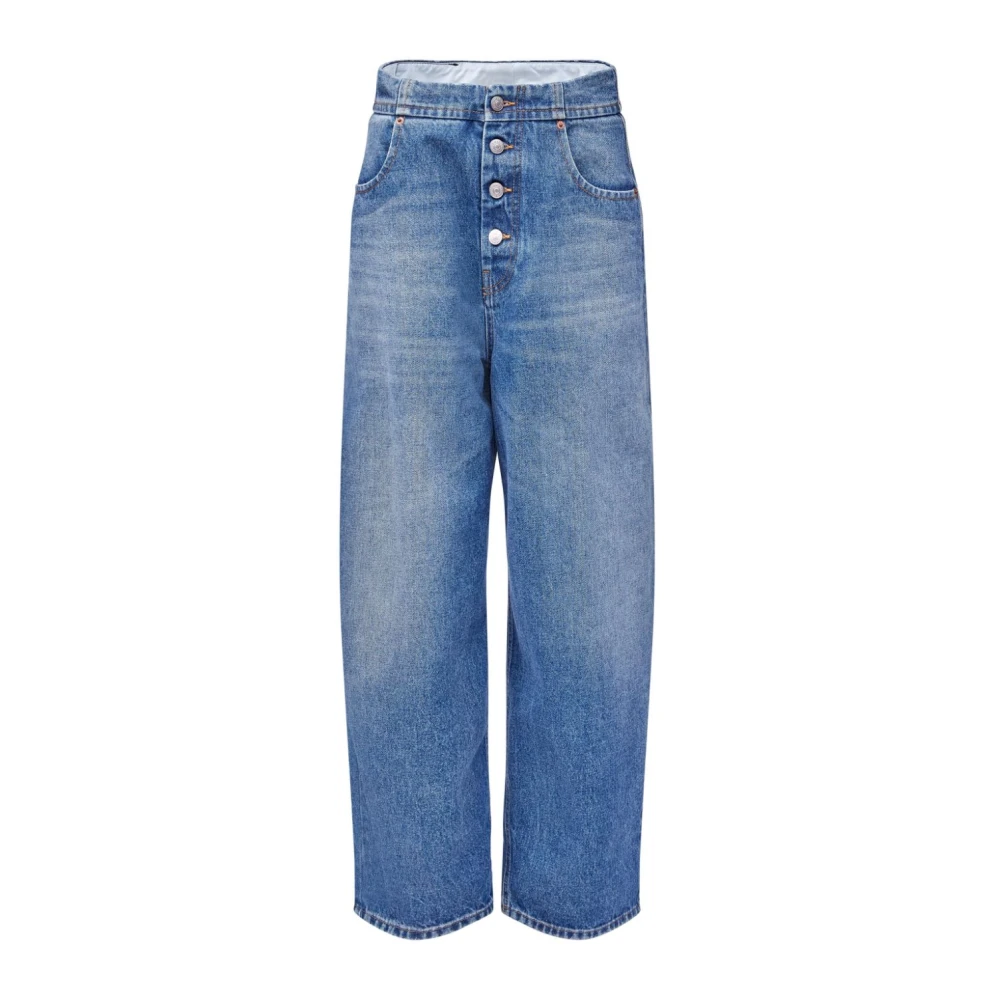 MM6 Maison Margiela Mörkblå Jeans med Knappar Blue, Dam