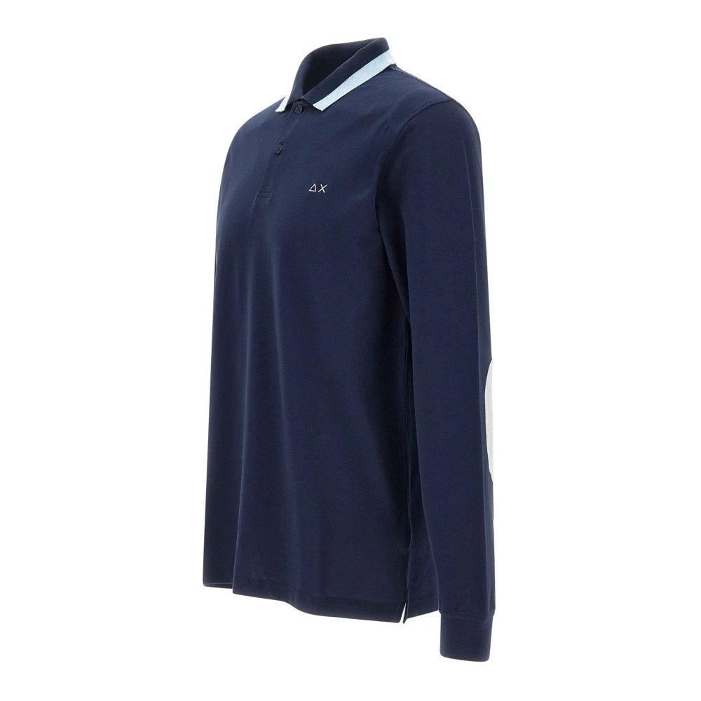 Sun68 Heren Polo Shirt met Elleboog Patches Blue Heren