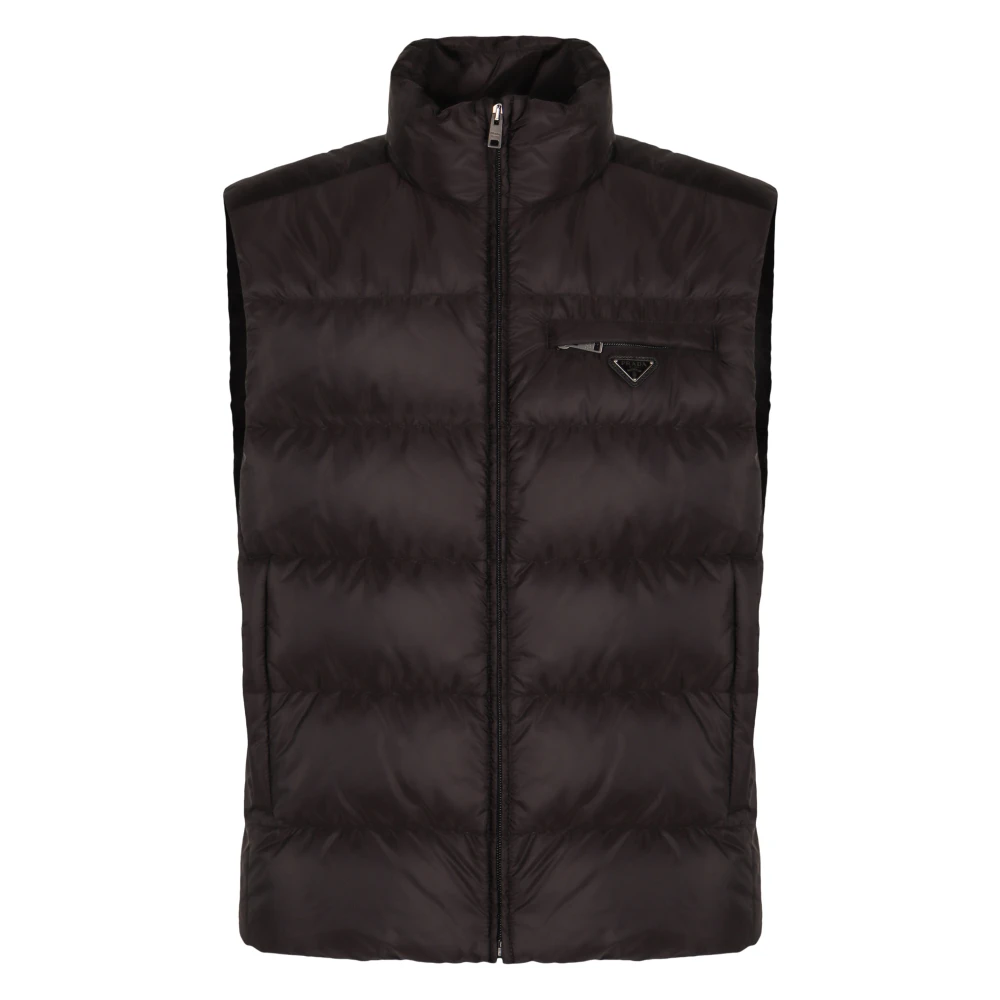 Prada Black Padded Re-Nylon Vest - Male - Waistcoats - S - Jackets