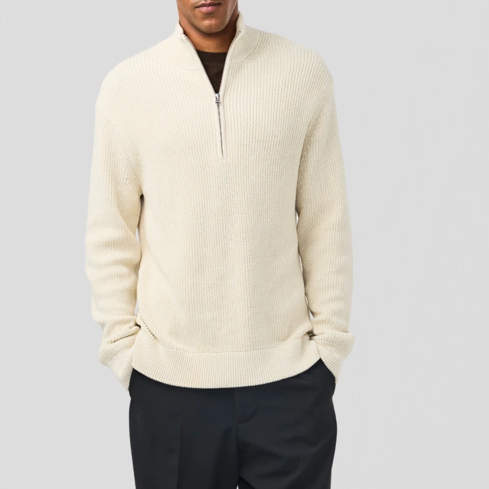 Nn07 Half Zip Sweater in Ivory Beige Heren