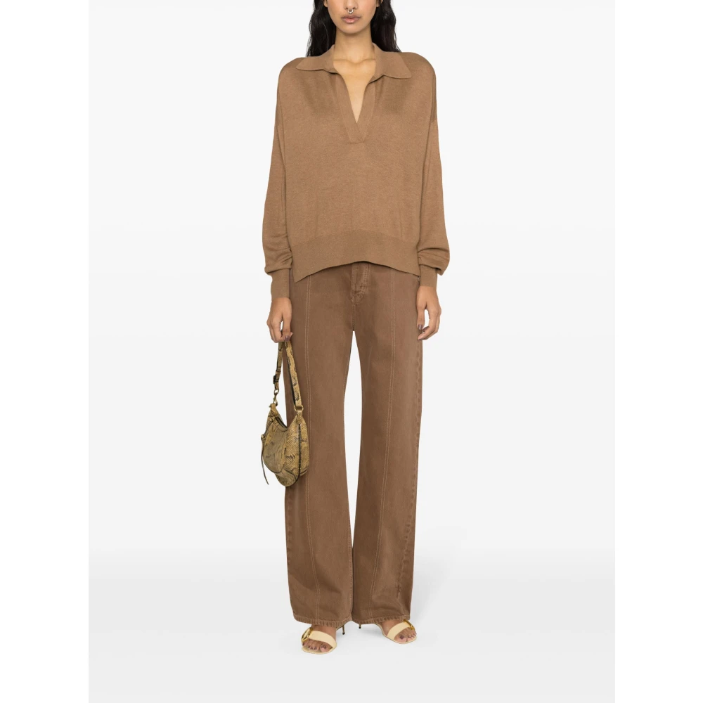 Isabel marant Kameel Gebreide Pullover Trui Brown Dames
