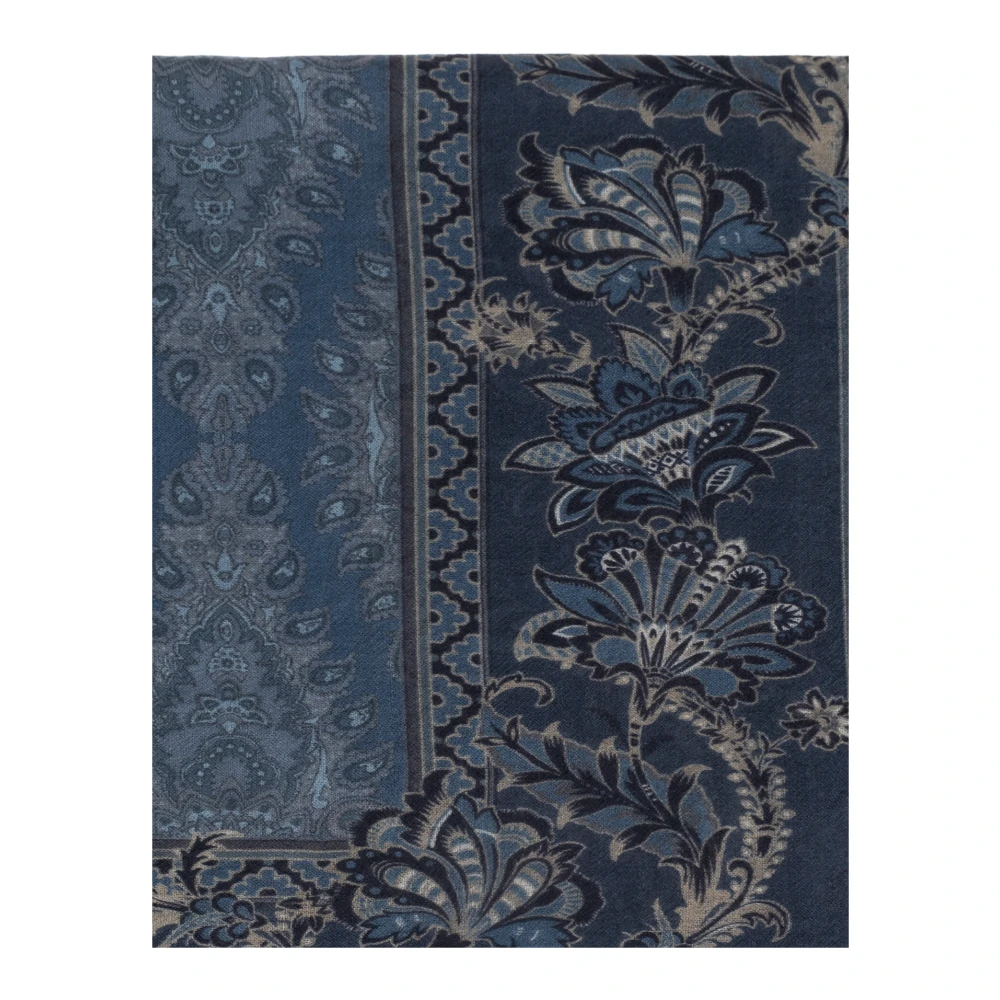ETRO Kasjmier sjaal met decoratief patroon Blue Heren