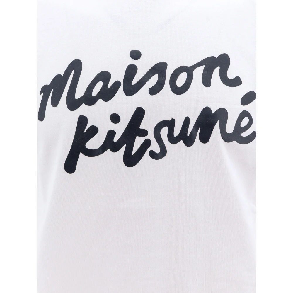 Maison Kitsuné Katoenen T-Shirt met Logo Print White Heren