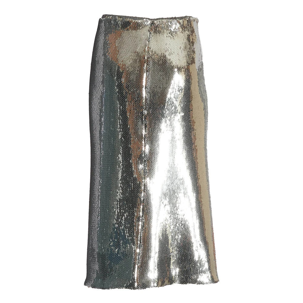 N21 Pailletten Midi Rok Zilver Glamour Statement Gray Dames