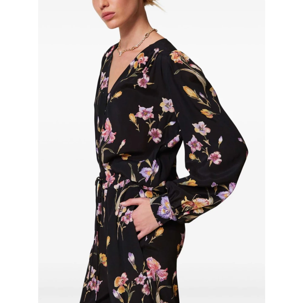 Twinset Zwart V-hals Shirt Lange Mouwen Multicolor Dames