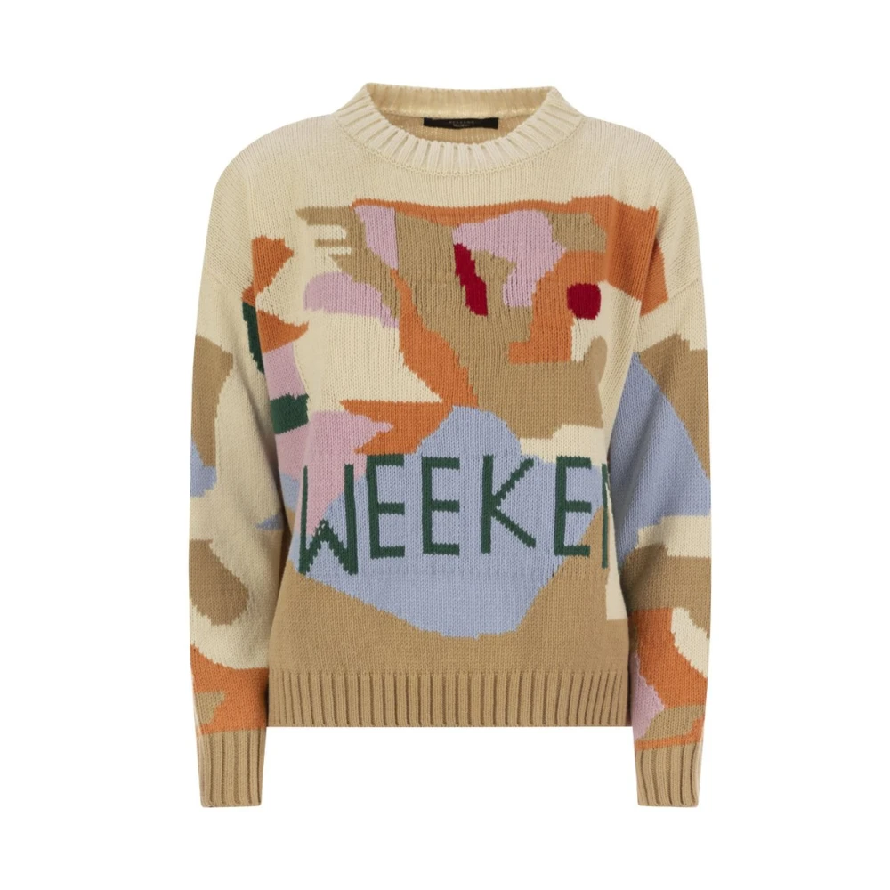 Max Mara Weekend Oranje Sweater met Geribbelde Tailleband Multicolor Dames