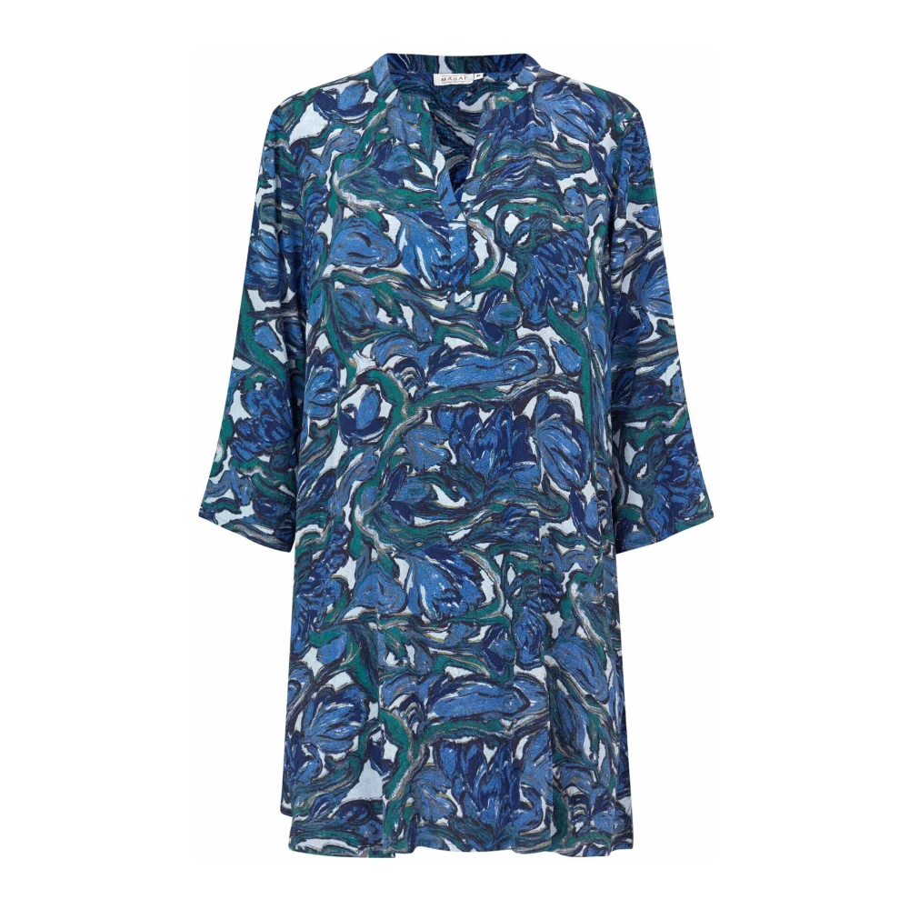 Masai Blauwe Tuniek met 3 4 Mouwen Multicolor Dames