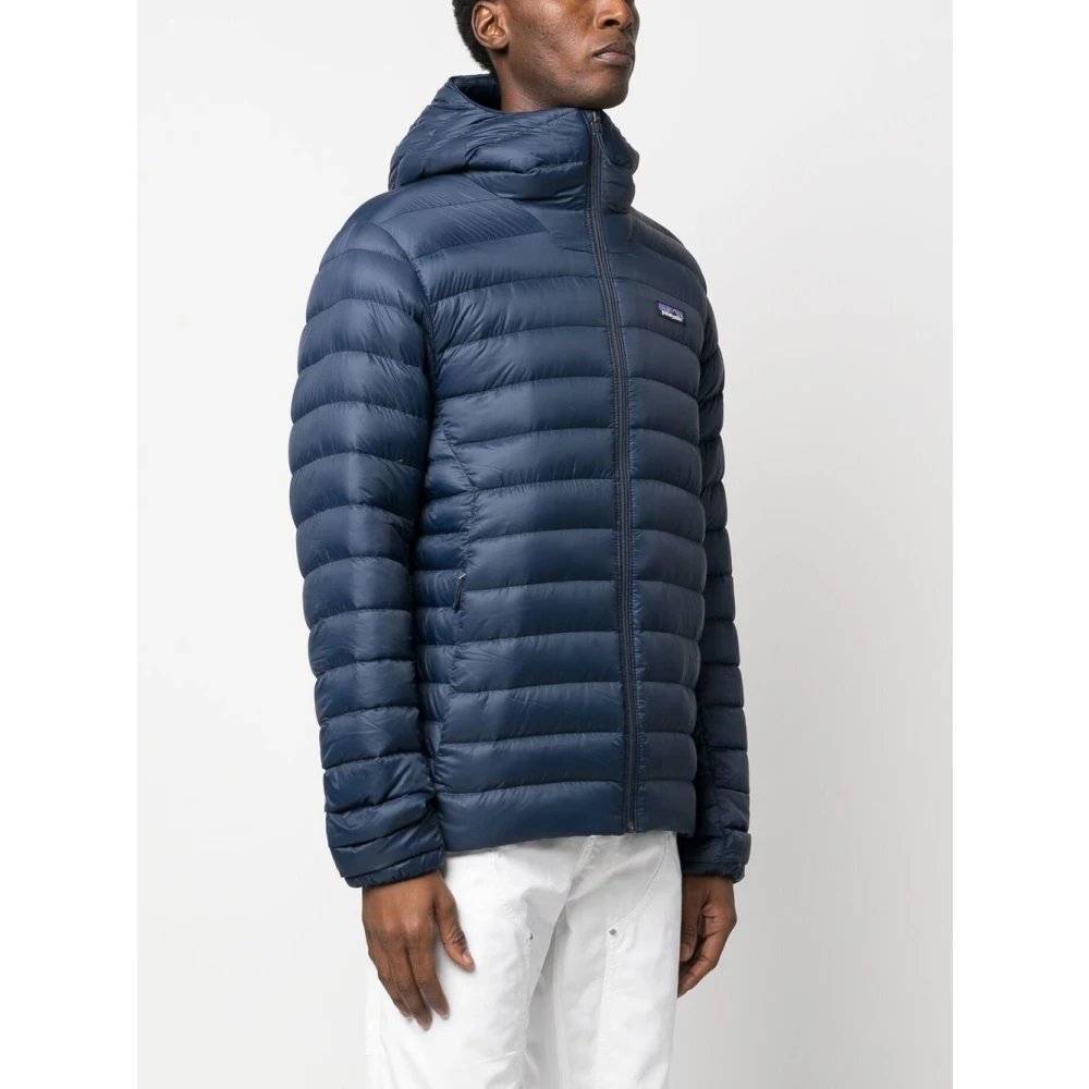 Patagonia Navy Hooded Donsjas met Ritszakken Blue Heren