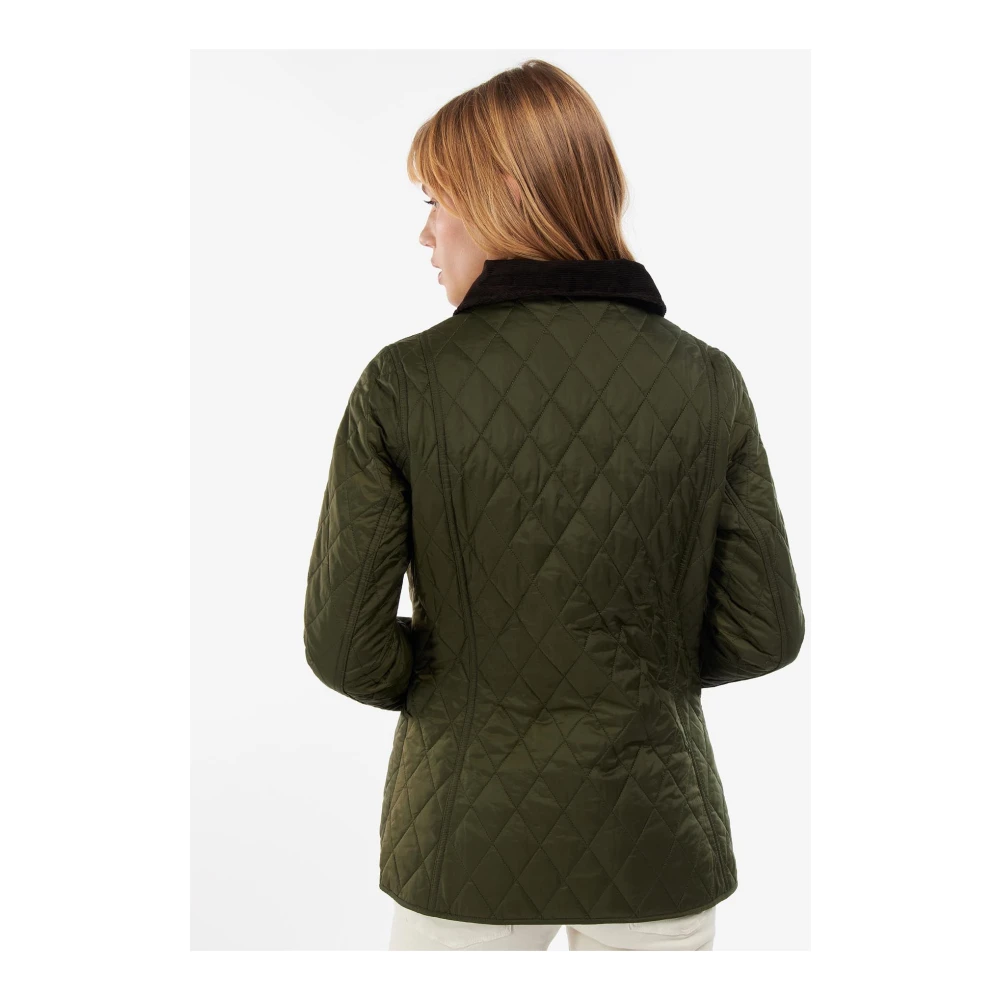 Barbour Groene gewatteerde jas met fluwelen kraag Green Dames