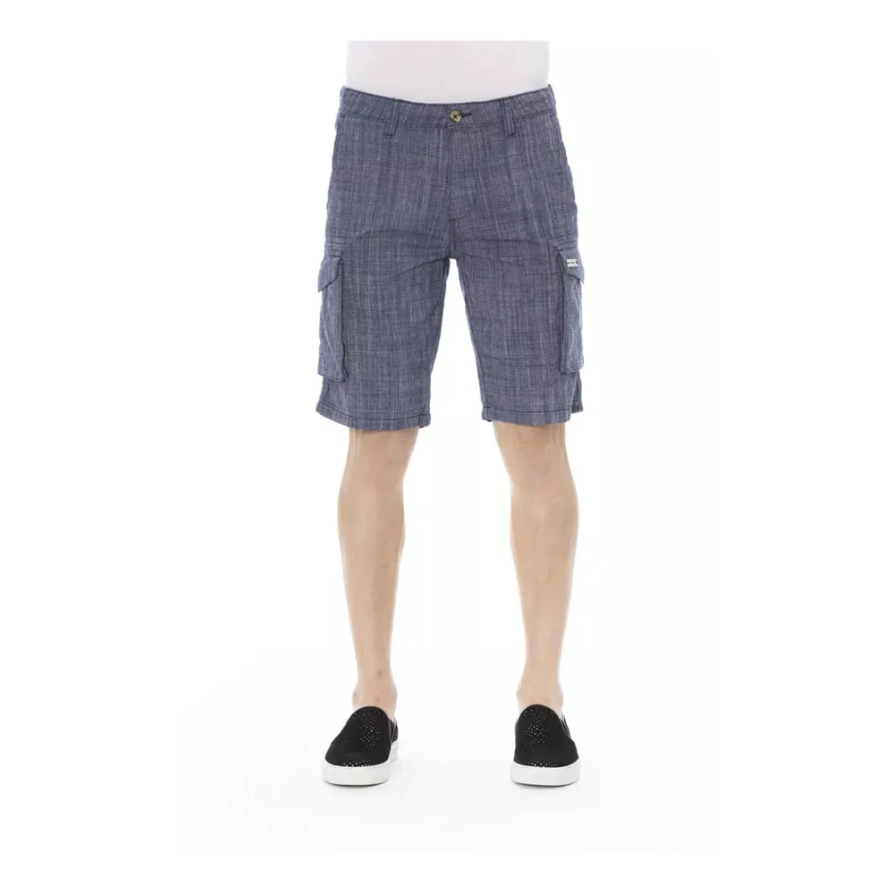 Baldinini Blåa Cargo Shorts med Dragkedja och Knappstängning Blue, Herr