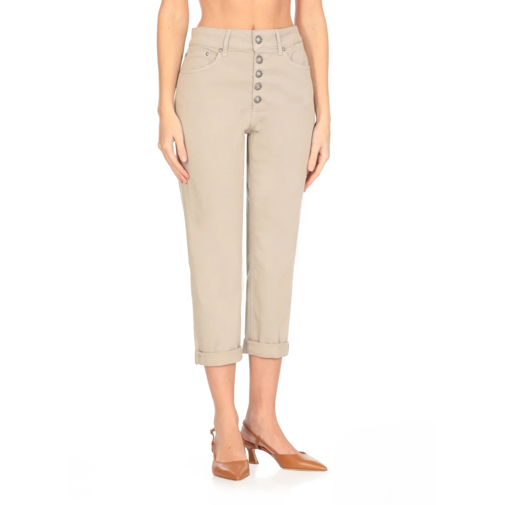 Dondup Beige Katoenen Jeans met Juweelknopen Beige Dames